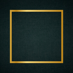 Gold square frame on a dark fabric textured background