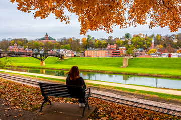 Historical Galena Town view at Autumn in Illinois of USA