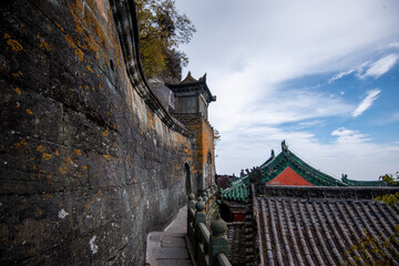 Street view local visitor and tourist Wudang shan Mountains.