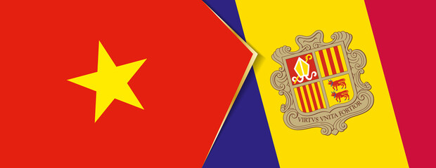 Vietnam and Andorra flags, two vector flags.