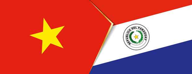 Sticker - Vietnam and Paraguay flags, two vector flags.