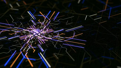Poster - Lines create computer Board pattern. Animation. Pulsing neon lines moving from center creating pattern of motherboard. Computer neon pattern moves from center