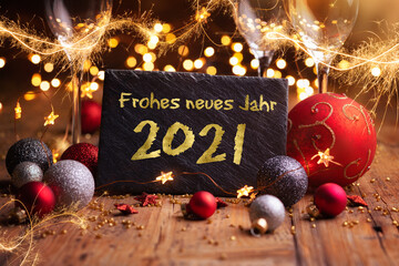 Wall Mural - happy new year 2021 - greeting card- german text - silvester party