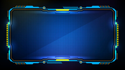 Wall Mural - abstract futuristic background of blue glowing technology sci fi frame hud ui