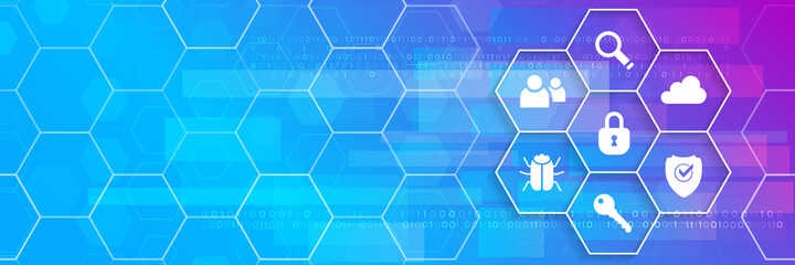 Poster - Cyber security for business and internet project. Vector illustration of data security services. Data protection, privacy, and internet security concept.