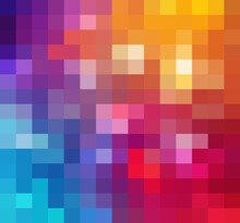 Abstract Rainbow Geometric Background, Creative Design Templates. Pixel Art Grid Mosaic, 8 Bit Vector Background.