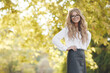 © GTeam - Portrait of a happy beautiful woman in glasses outdoor