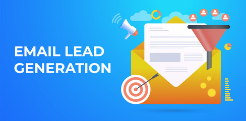 Aufkleber - email lead generation concept. digital business e-mail lead generation marketing strategy. work with