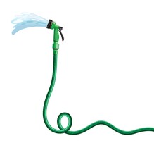 Garden Hose With Watering Can Flat Illustration. Hand Tool