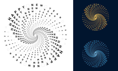 Poster - abstract halftone dotted circle with words Happy New Year 2021