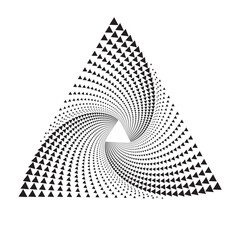 Poster - triangle shape with little triangles in halftone spiral effect