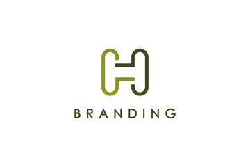 Poster - Simple Initial Letter H Logo. Green Geometric Shape Linear Style isolated on White Background. Usable for Business and Branding Logos. Flat Vector Logo Design Template Element.