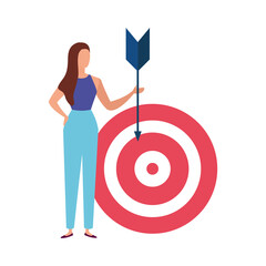 Canvas Print - elegant business woman with arrow and target vector illustration design