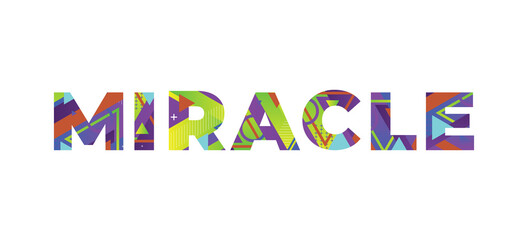 Sticker - Miracle Concept Retro Colorful Word Art Illustration