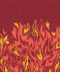 Fire flames banner with space for text in grunge style