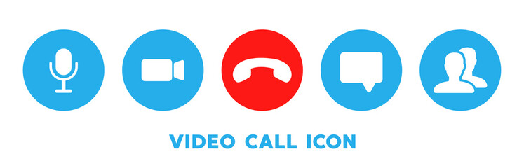 Wall Mural - video cal icon set for template online video