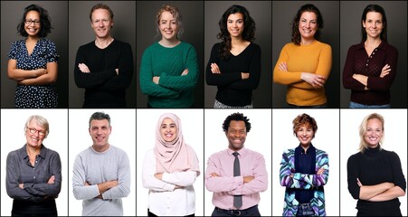 Canvas Print - Group of happy commercial people smiling