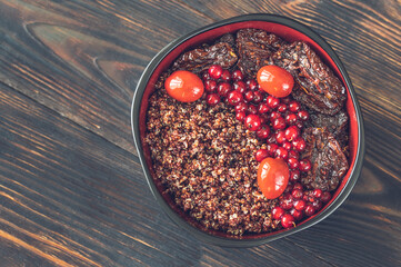 Poster - Bowl of red quinoa with nuts and sun-dried tomatoes