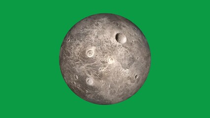 Wall Mural - beautiful planet of pluto animation in green screen. pluto is rotating. milky way galaxy's the small