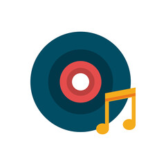 Poster - vinyl disk and music note flat style icon