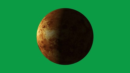 Wall Mural - beautiful planet of venus animation in green screen. evening star venus is rotating. milky way galax