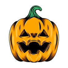 The Monster Yellow Pumpkin With The Triangle Hole Eyes For The Decoration Of Halloween