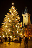 Fototapeta Londyn - Christmas Mood on the night Old Town Square, Prague, Czech Republic