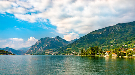 Wall Mural - View of Lake Iseo in Lombardy, Italy