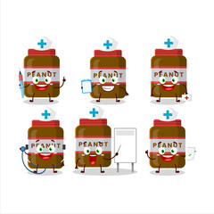 Wall Mural - Doctor profession emoticon with peanut jar cartoon character