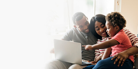 Family using computer together