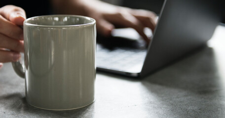 Wall Mural - coffee mug mockup website banner template