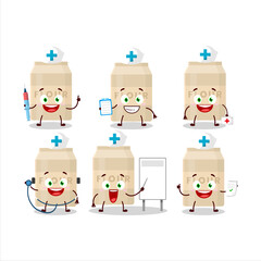 Wall Mural - Doctor profession emoticon with white flour cartoon character