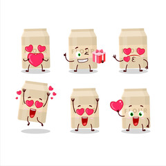 Wall Mural - White flour cartoon character with love cute emoticon