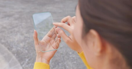 Poster - woman use transparent screen phone