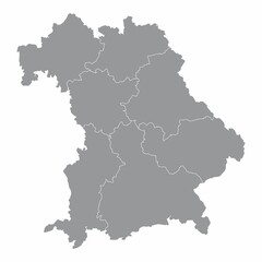 Wall Mural - The Bavaria isolated map divided in regions, Germany