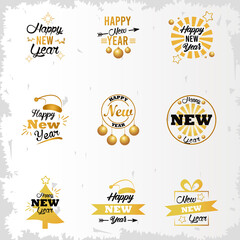 Canvas Print - happy new year lettering card with nine letterings