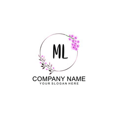 Sticker - Initial ML Handwriting, Wedding Monogram Logo Design, Modern Minimalistic and Floral templates for Invitation cards