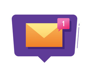 Fototapete - New email message notice vector bubble, modern electronic mail notification, inbox incoming text sms illustration, digital internet letter icon