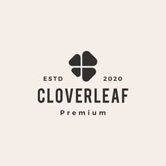 Wall Mural - clover leaf hipster vintage logo vector icon illustration