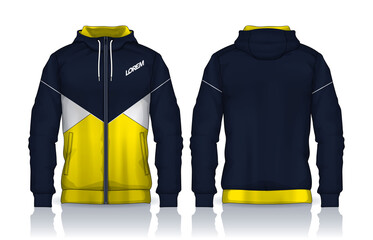 Hoodie shirts template.Jacket Design,Sportswear Track front and back view.