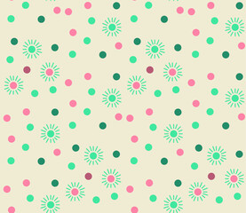 Poster - Seamless geometric pattern with the image of dots, balls, bulbs, lights. Vector New Year design for web banner, business presentation, brand package, fabric, print, wallpaper.