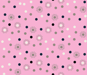 Poster - Seamless geometric pattern with the image of dots, balls, bulbs, lights. Vector New Year design for web banner, business presentation, brand package, fabric, print, wallpaper.