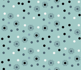 Poster - Seamless geometric pattern with the image of dots, balls, bulbs, lights. Vector New Year design for web banner, business presentation, brand package, fabric, print, wallpaper.