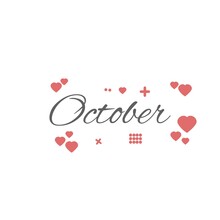 Vector Illustration Of Text Name For October Calendar Month. Suitable For Business New Year Calendar.