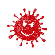 Angry virus face icon. Grunge Texture. Nasty mean coronavirus disease symbol. Emoji and emoticon sign. Fury emotion. Influenza epidemic logo. Sars covid-19 pandemic. Isolated on white background. Vect
