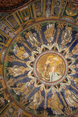 Canvas Print -  The ceiling mosaic in the Baptistry of Neon in Ravenna. Italy