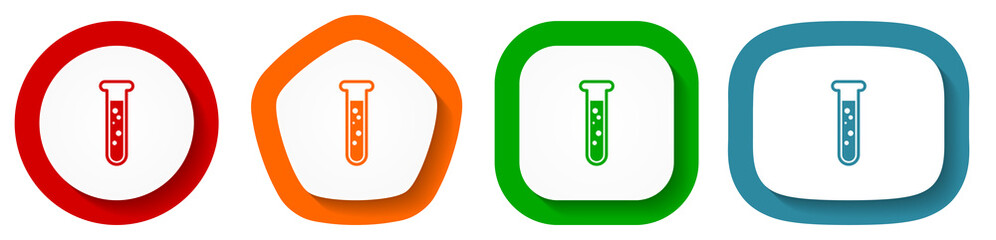 Poster - Set of flat design vector test tube icons, laboratory symbol illustration in eps 10