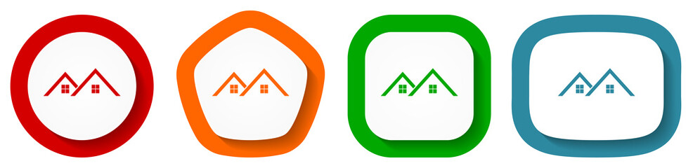 Aufkleber - Set of flat design vector home icons, house symbol illustration in eps 10