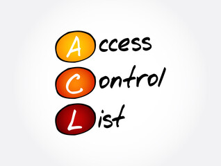 Aufkleber - acl - access control list acronym, technology concept background