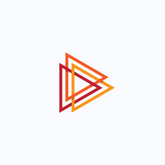 Poster - Play icon. Abstract triangle button. Orange linear gradient sImple flat abstract logo template. Modern emblem idea. Logotype concept design for media. Isolated vector illustration